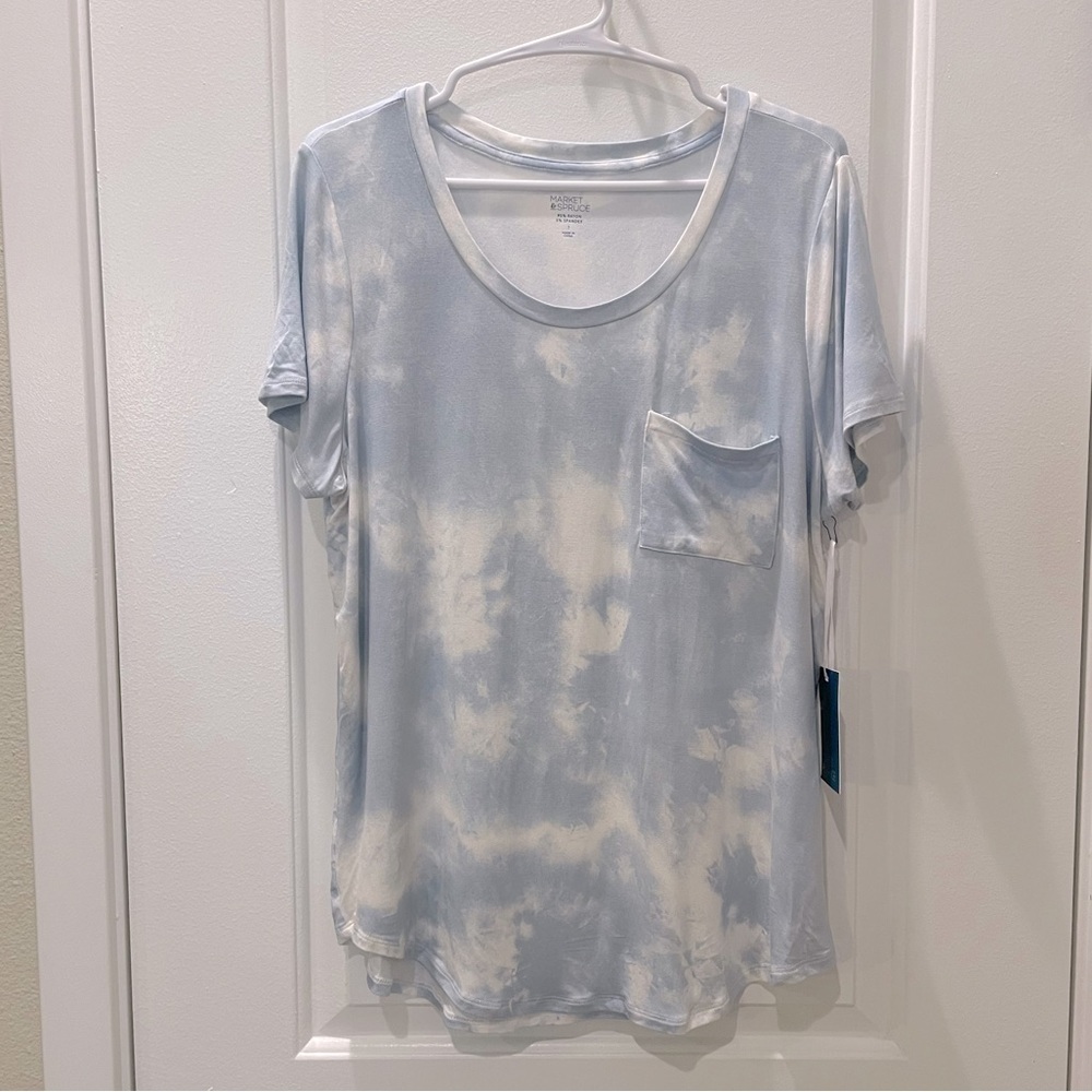 NEW…Market & Spruce Light Blue Tie-Dye Top - Picture 3 of 5